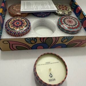Scented Candle Set - Multicolor Mandala Design